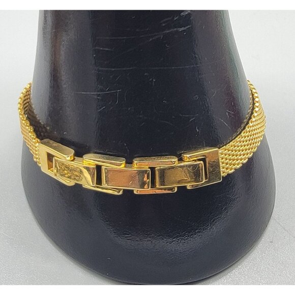 Danbury Mint Marjorie Monogrammed Bracelet 14k Gold Plated Two Diamond 7.5-8.5" - Picture 15 of 16